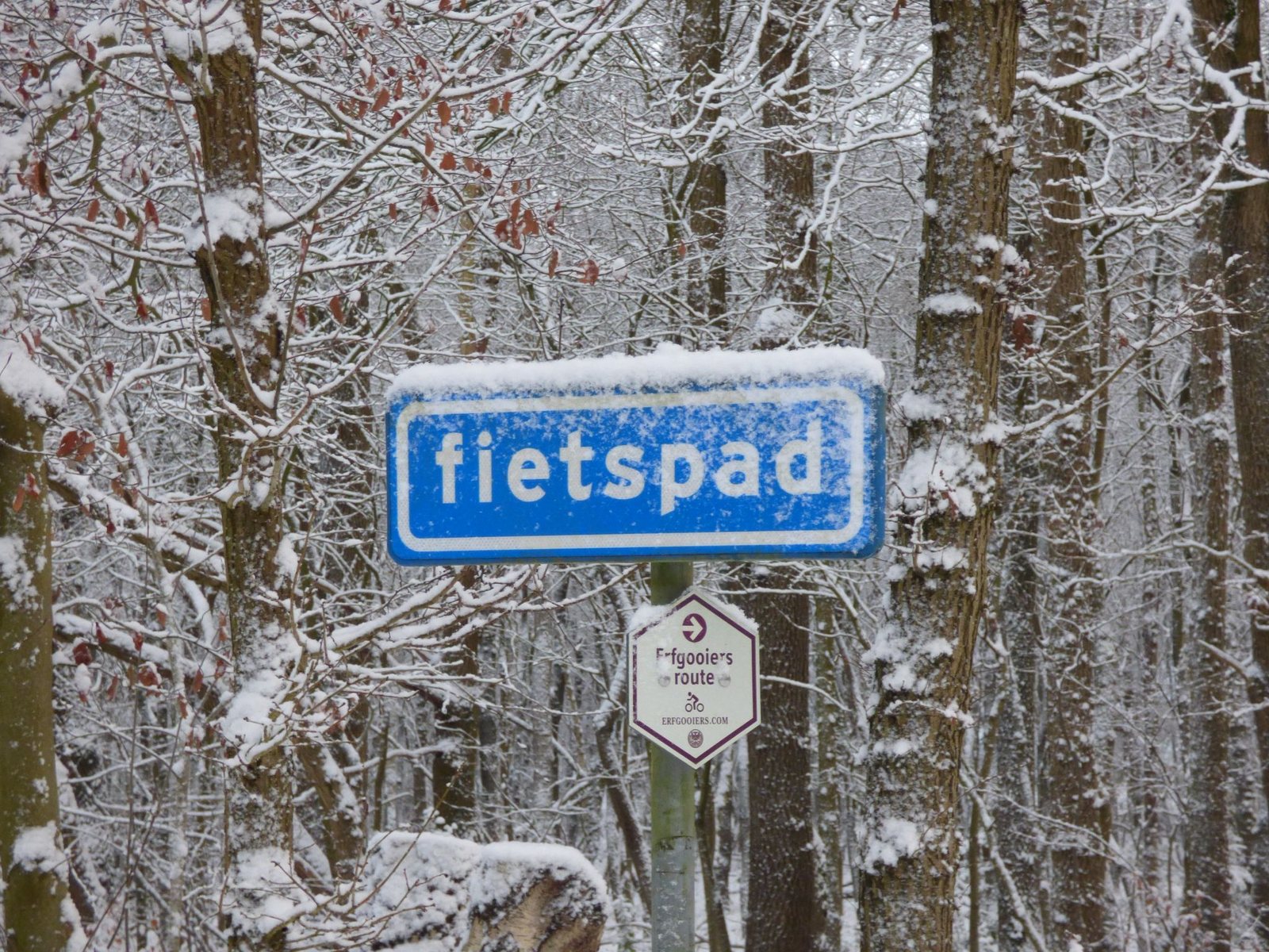 Fietspad onder de eerste sneeuw, weerfoto door Chris Meewis (november)